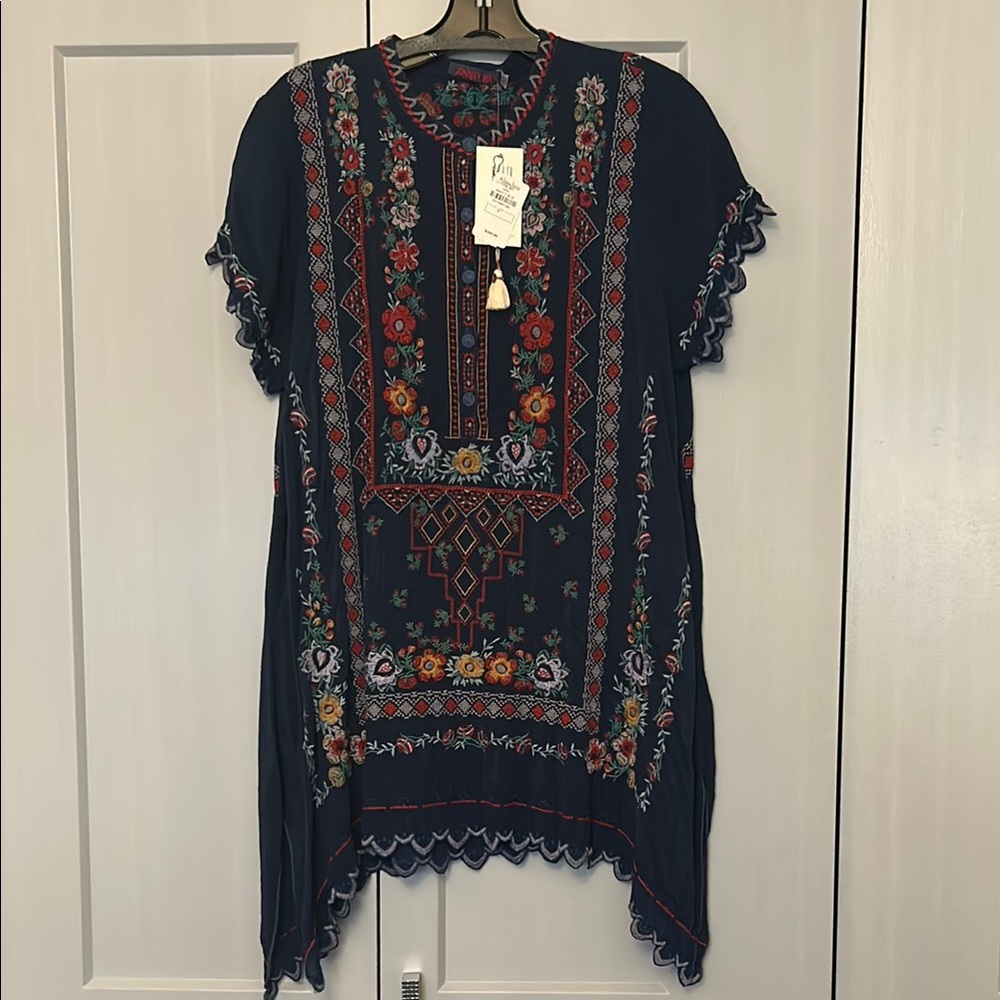 Johnny Was Blue Embellished Tunic